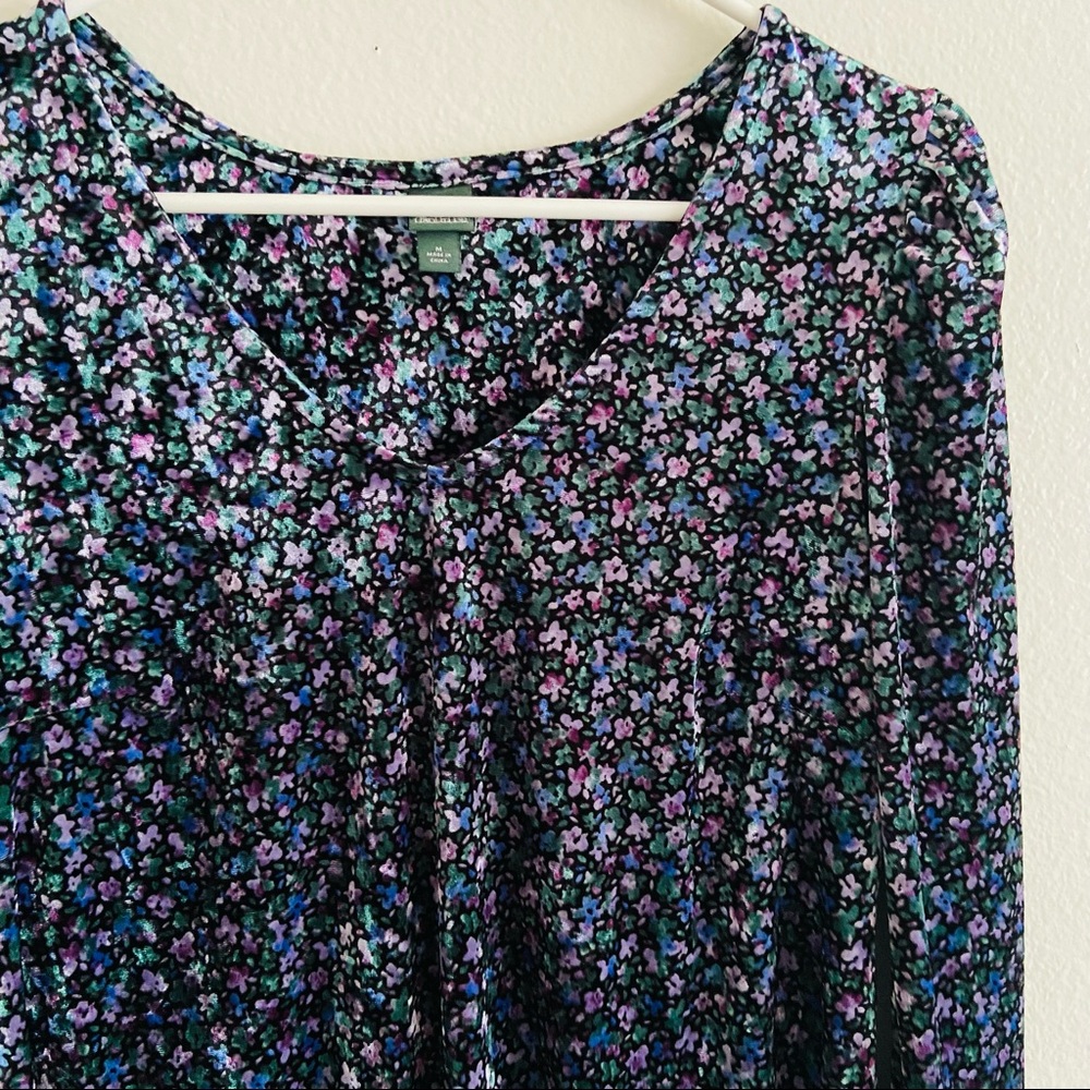 Wild Fable floral velvet long sleeve dress | medium | blue pink - Picture 3 of 5
